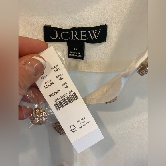 NWT J. Crew Button Front Crepe Shirtdress Sz 16. MSRP $228. - Picture 4 of 11